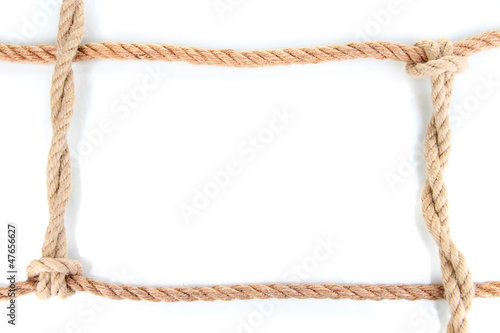 Photo: Frame composed of rope isolated on white Frame composed of rope isolated on white