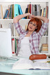 Student in a library