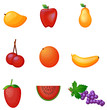 Different type of fruits vector illustrations.