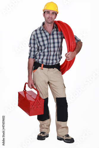 Photo: Electrician ready for work Electrician ready for work