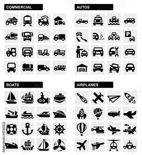 Vector: transport icons transport icons