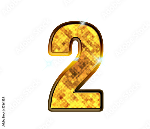 Illustration: 2 - Deux - Chiffre de luxe en or 2 - Deux - Chiffre de luxe en or