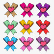 Set of bows with hearts