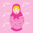 poupee russe rose et bordeaux fond