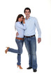 Couple hugging in studio