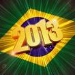 golden figures year 2013 over shining Brazilian flag