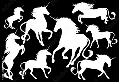 Vector: unicorns fine vector silhouettes unicorns fine vector silhouettes