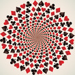 Card suit. Hearts, diamonds, spades and clubs. Op art