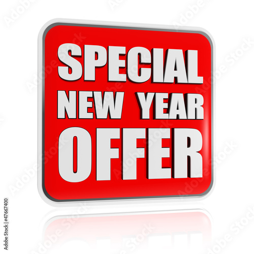Illustration: special New Year offer red banner special New Year offer red banner