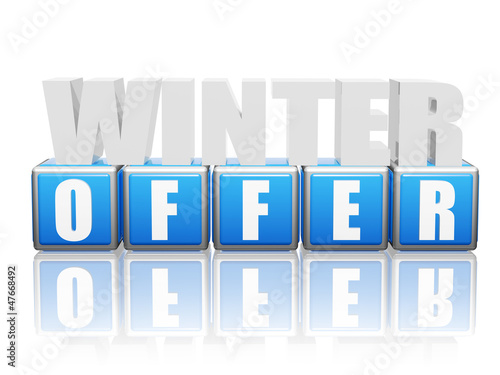 Illustration: winter offer - letters and block winter offer - letters and block