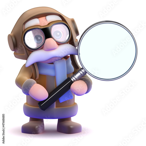 Illustration: Pilot zooms in with a magnifying glass Pilot zooms in with a magnifying glass