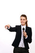 Photo: Public speaker with microphone pointing Public speaker with microphone pointing