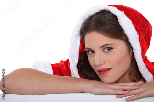 Photo: Brunette in sexy Christmas outfit Brunette in sexy Christmas outfit