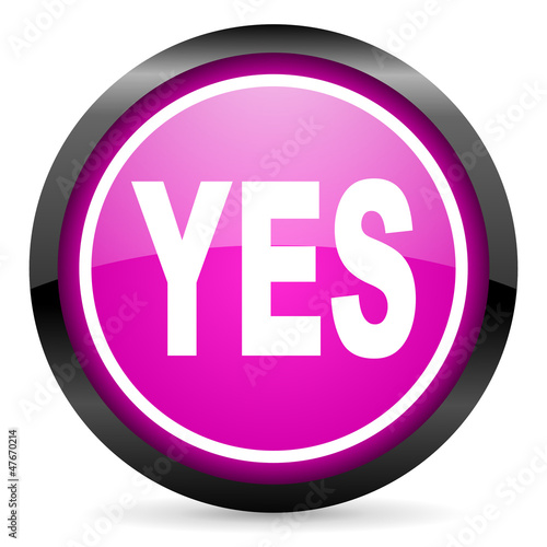 Illustration: yes violet glossy icon on white background yes violet glossy icon on white background
