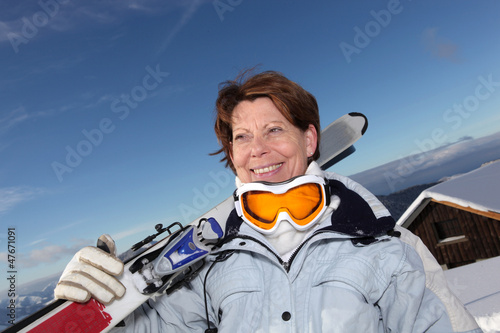 Photo: senior woman on a ski vacation senior woman on a ski vacation