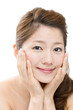 Beautiful asian woman on white background
