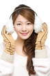 Beautiful winter woman on white background