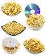 Collection (set) of caramel popcorn. Isolated