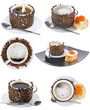 Collage of various coffee cups. Isolated