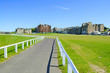 Golf St Andrews old course links. Footpath at hole 18. Scotland.