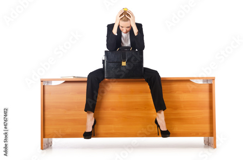 Photo: Businesswoman woman on the desk Businesswoman woman on the desk