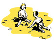 small children playing in the sand