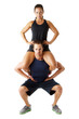 Young couple doing fitness exercise