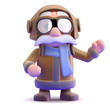 Pilot gestures to the left with the sun in his goggles