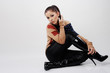 girl dressed in the latex