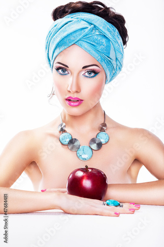 Photo: Attractive Woman with Apple - Healthy Wholesome Eating Concept Attractive Woman with Apple - Healthy Wholesome Eating Concept