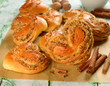Sweet buns with nuts in the form of heart