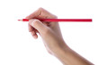 Hand writing with red pencil