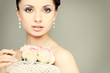 Photo: Portrait of beautiful bride. Wedding dress. Wedding decoration Portrait of beautiful bride. Wedding dress. Wedding decoration