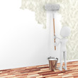 3d man painting a wall