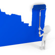 3d man painting a wall
