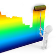 3d man painting a wall