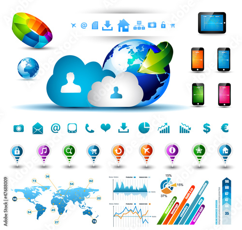 Vector: Infographic elements for cloud computing Infographic elements for cloud computing