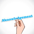 Acknowledgement word in hand stock vector