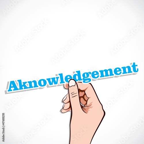 Vector: Acknowledgement word in hand stock vector Acknowledgement word in hand stock vector