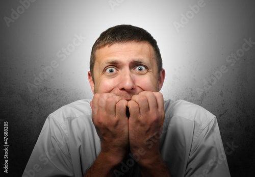 Photo: Intense fear businessman, concept blackout crisis Intense fear businessman, concept blackout crisis