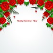 Vector: red roses with leaves background red roses with leaves background