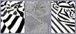 Effet graphique : trois drapés rayés noir et blanc