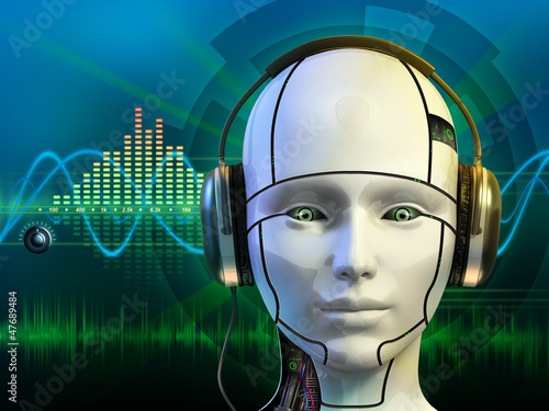 Illustration: Android with headphones Android with headphones