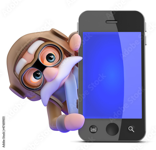 Illustration: Pilot leans out from behind smartphone Pilot leans out from behind smartphone