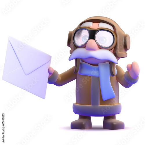 Illustration: Pilot has an envelope in his hand Pilot has an envelope in his hand