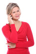 Beautiful mid aged blonde with phone