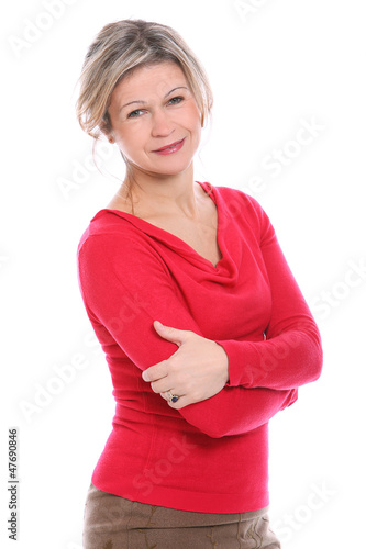 Photo: Beautiful mature blonde portrait over a white Beautiful mature blonde portrait over a white
