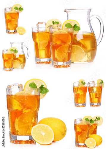 Photo: Fresh and cold ice tea with lemon and mint Fresh and cold ice tea with lemon and mint