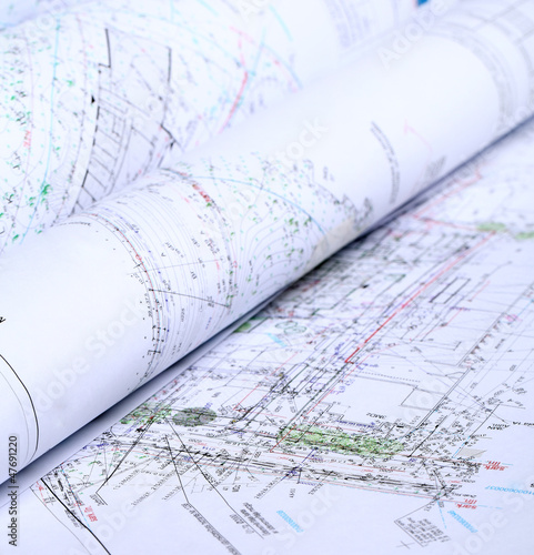Photo: Close up of architectural drawings Close up of architectural drawings