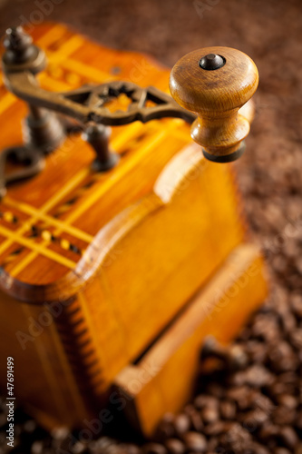 Photo: detail of antique coffee mill detail of antique coffee mill
